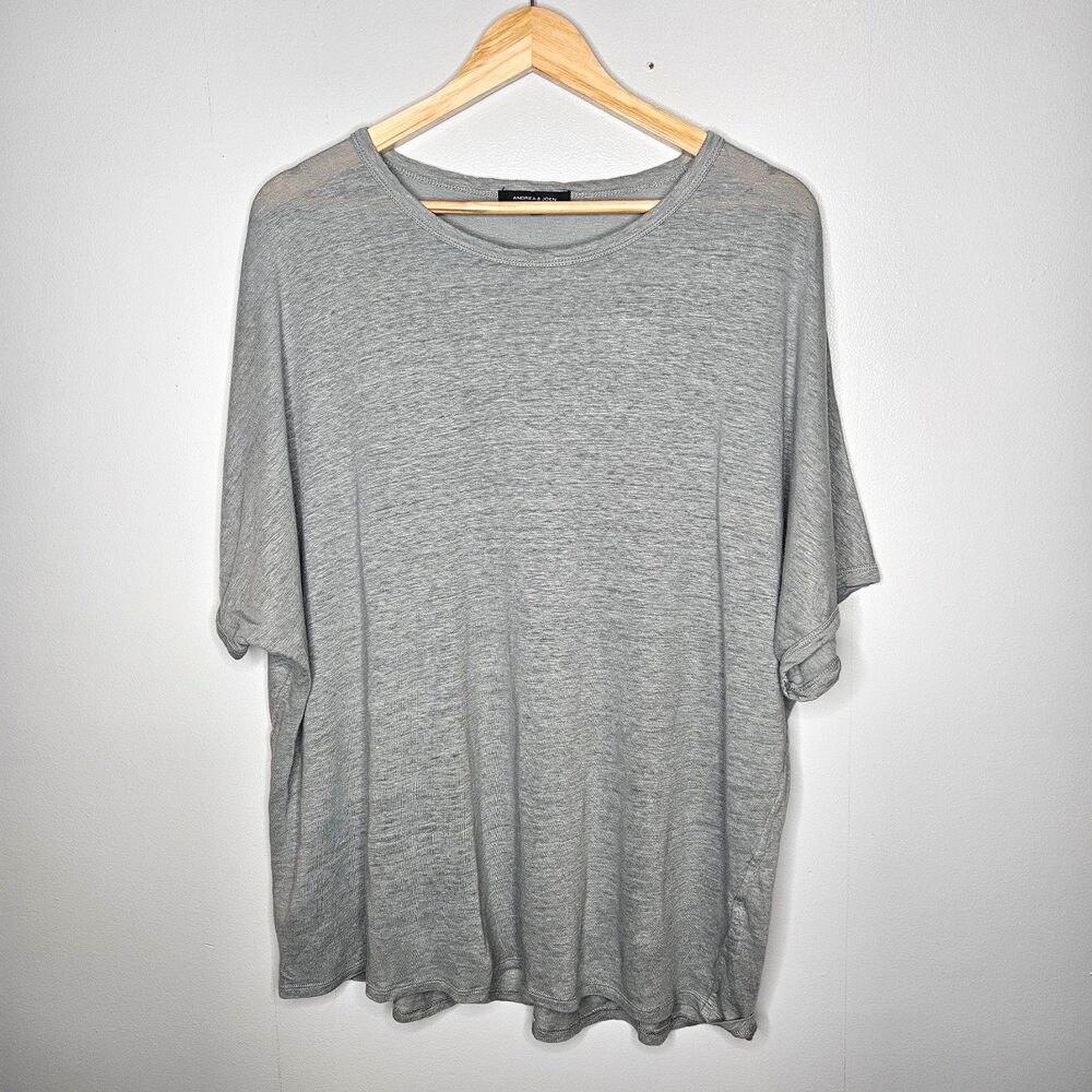 ANDREA & JOEN French Linen Australian TShirt Lrg Short Sleeve Minimalist Slouchy